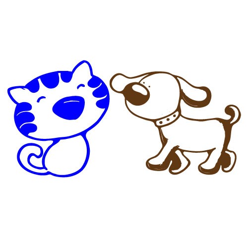 Sticker catel si pisica WCA614