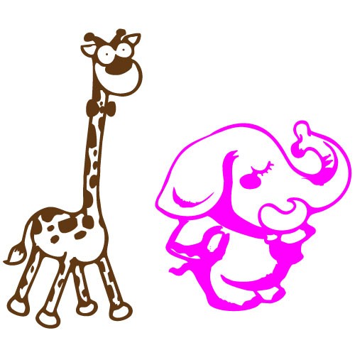Sticker girafa cu elefant WCA508