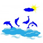 Sticker delfini in mare WCAV32