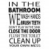 Sticker pentru baie bathroom rules WBF050