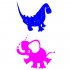 wallsticker elefant cu dinozaur